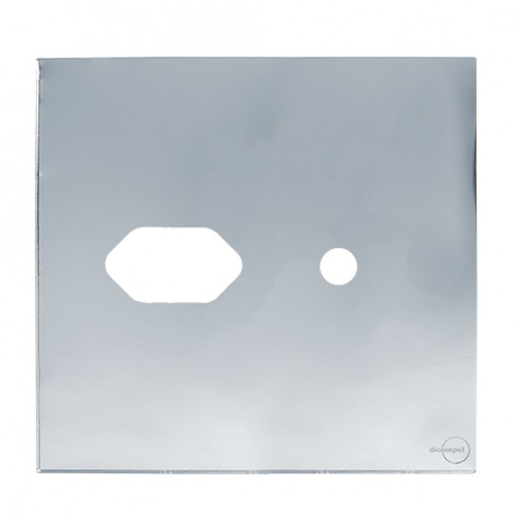 Placa p/ 1 Tomada + furo 4x4 - Novara Glass Espelhada